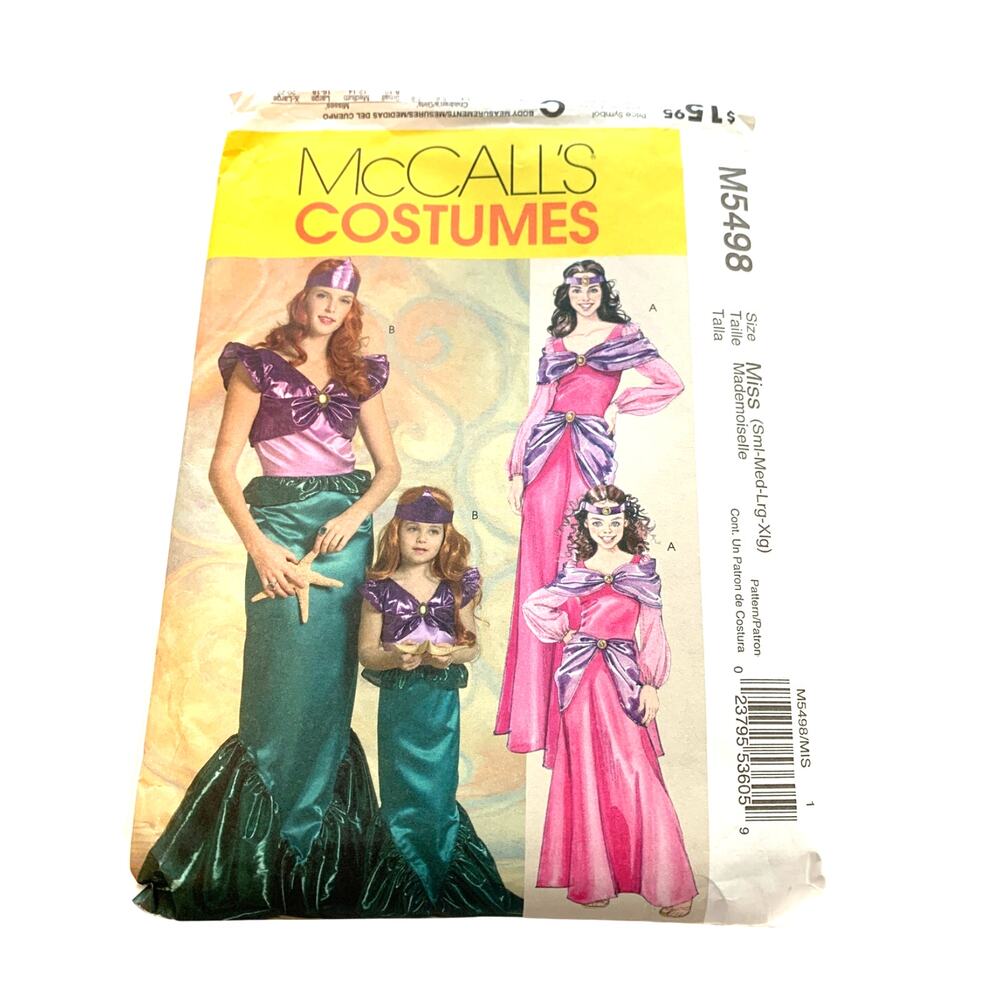 VINTAGE McCALLS  SEWING PATTERN MERMAID & PRINCESS COSTUMES SIZES MISS SM-XLG
